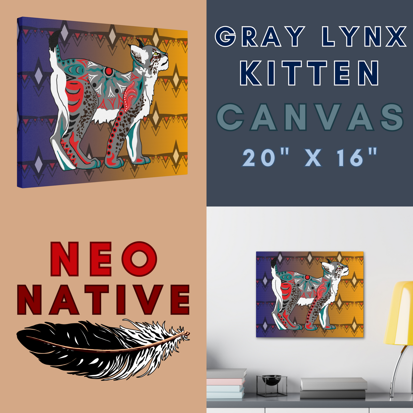 Gray Lynx Kitten Canvas