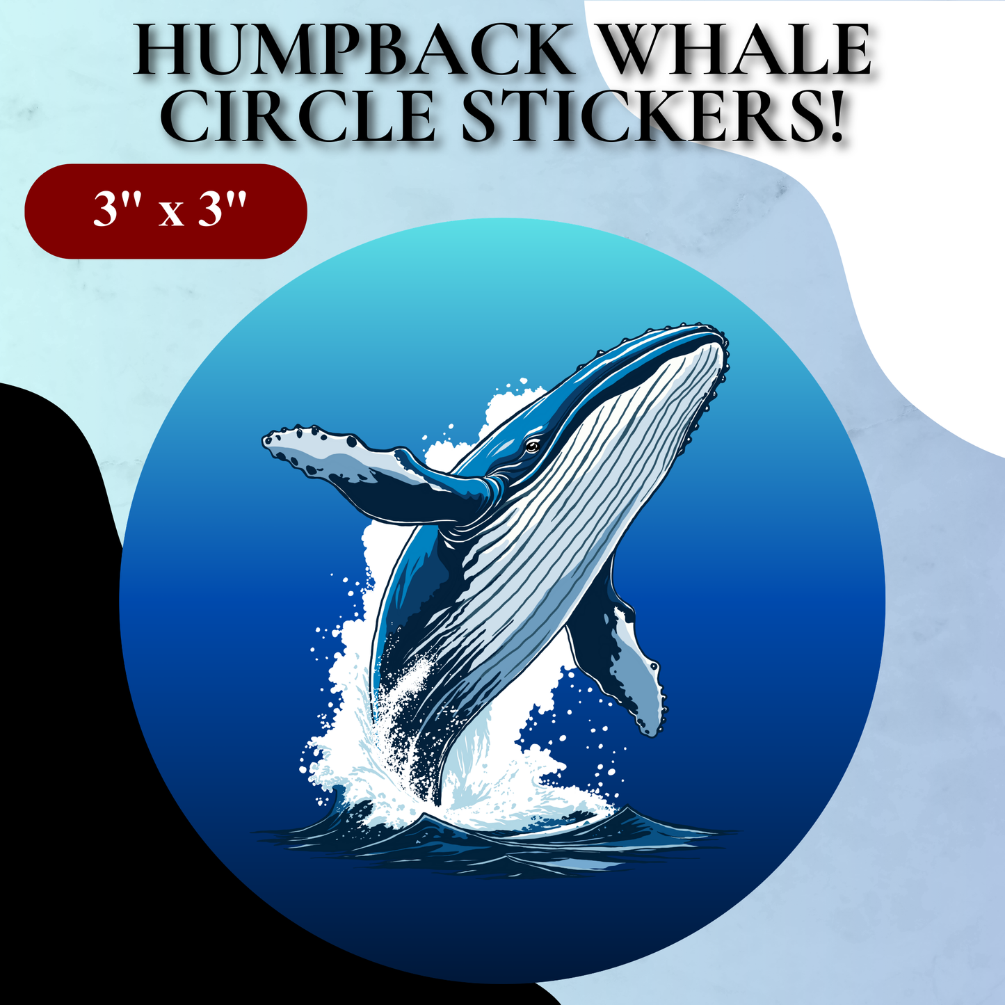 Humpback Whale Circle Sticker
