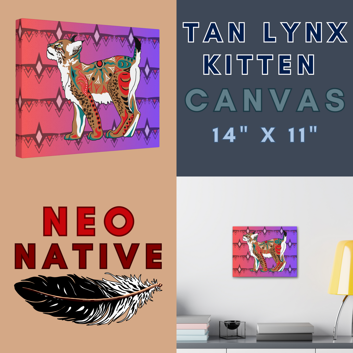 Tan Lynx Kitten Canvas