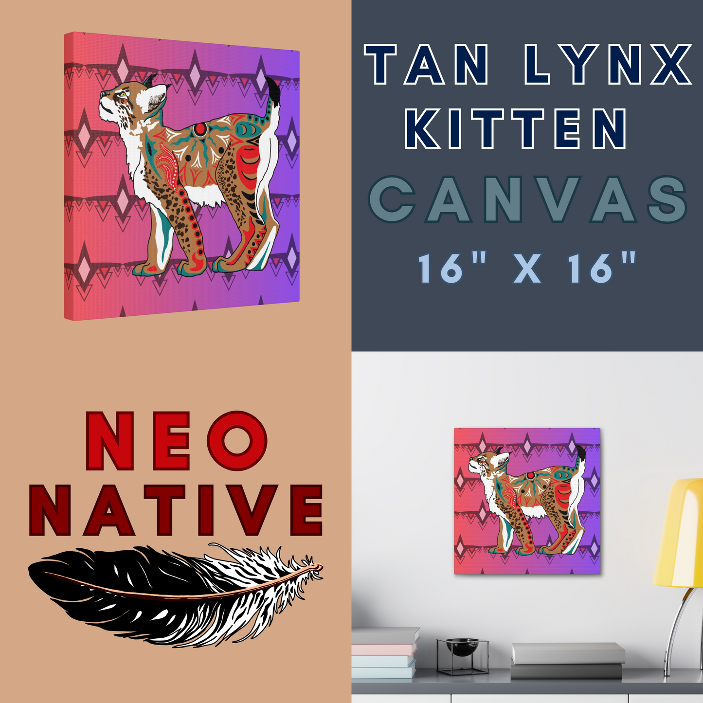 Tan Lynx Kitten Canvas