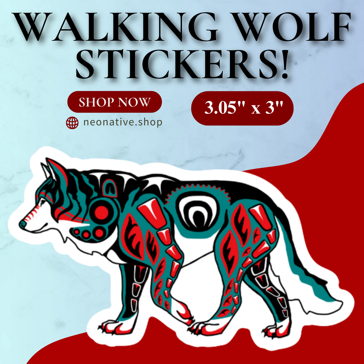 Walking Wolf Sticker