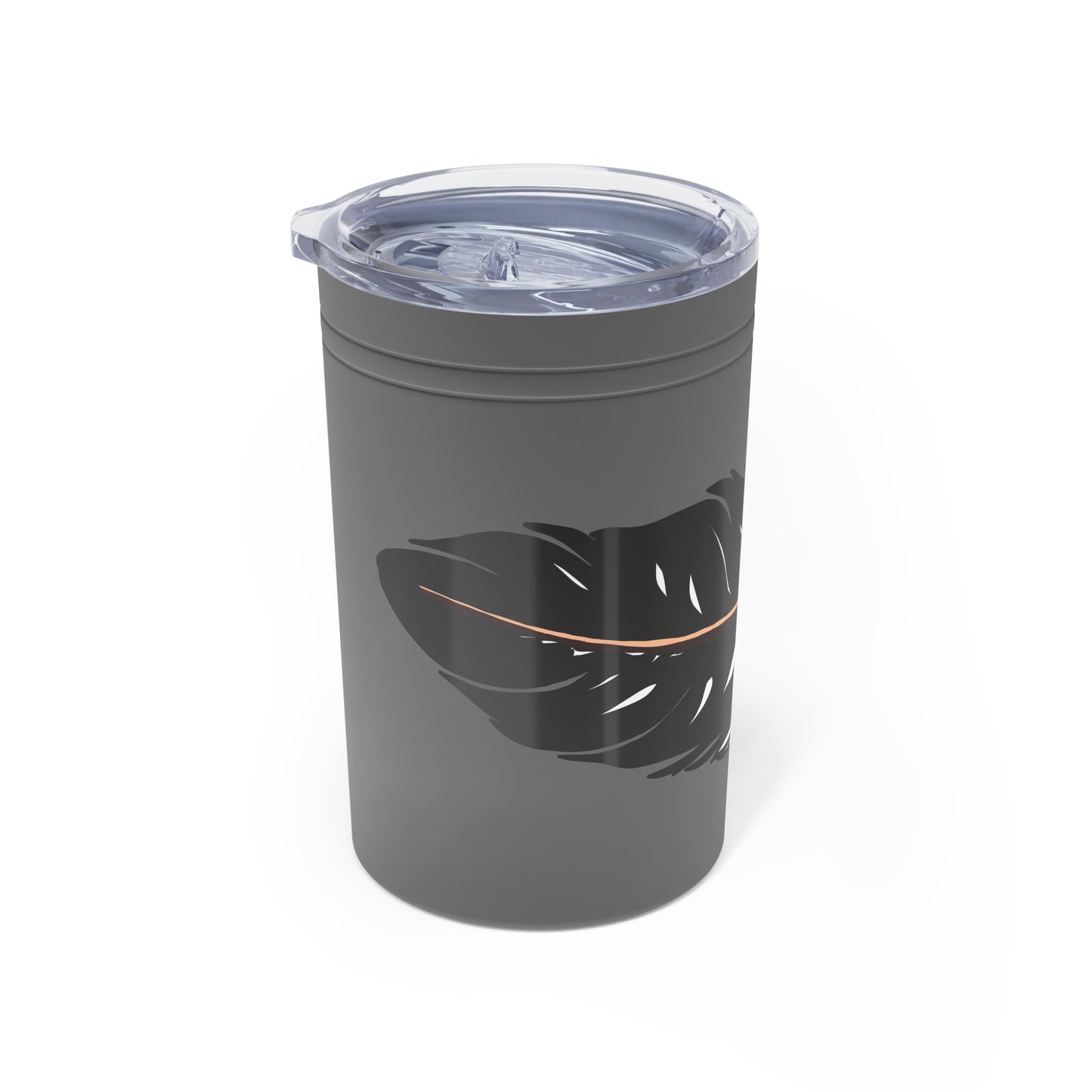 Hand-drawn Alaska Native inspired eagle feather tumbler — original Indigenous wildlife design — front view