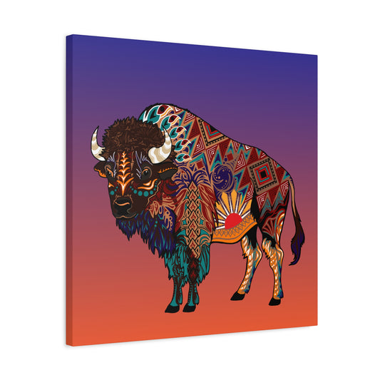Hand-drawn bison canvas print — original wildlife art by Kayanna Healy at Neo Native