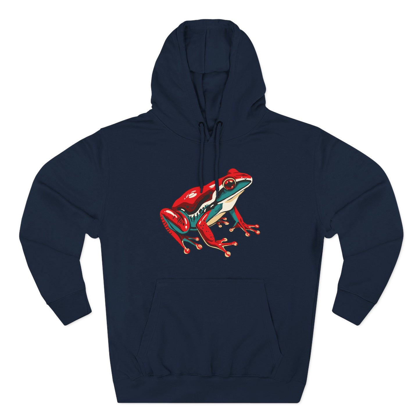 Hand-drawn Alaska Native inspired wood frog hoodie — original Indigenous wildlife design — styled product photo