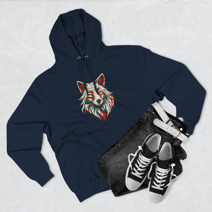 Hand-drawn Alaska Native inspired arctic fox hoodie — original Indigenous wildlife design — back view