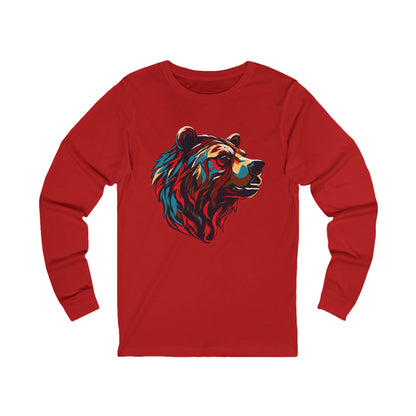 Hand-drawn grizzly icon long-sleeve tee — original wildlife art by Kayanna Healy at Neo Native
