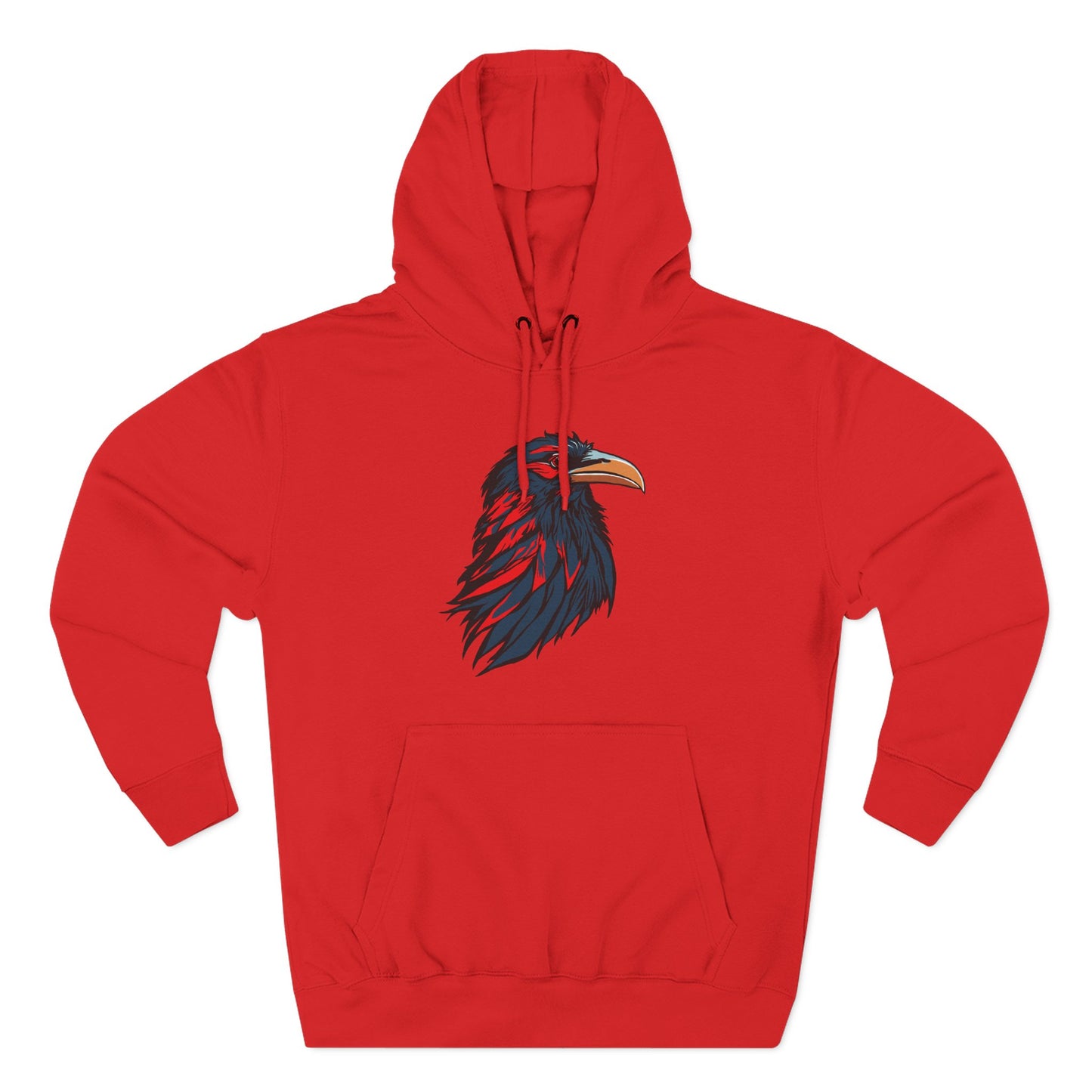 Hand-drawn Alaska Native inspired raven hoodie — original Indigenous wildlife design — front view