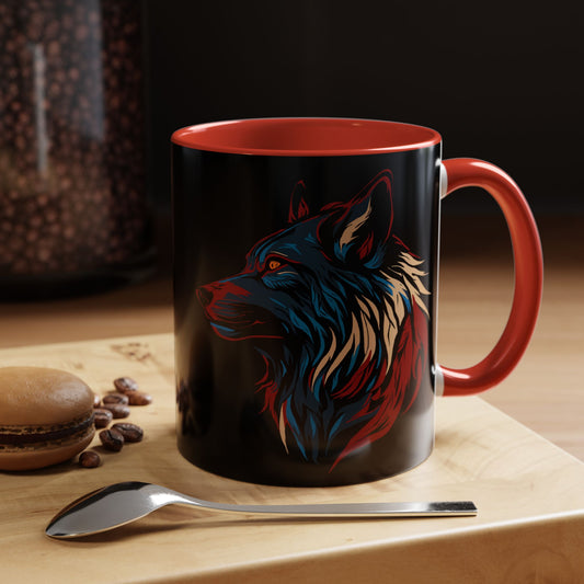 Hand-drawn wolf icon mug — original wildlife art by Kayanna Healy at Neo Native