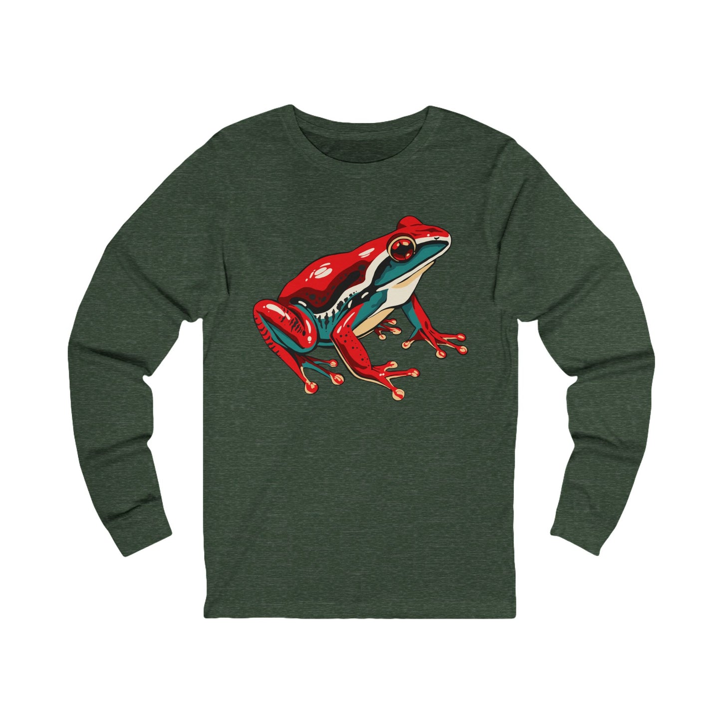 Hand-drawn wood frog icon long-sleeve tee — original wildlife art by Kayanna Healy at Neo Native