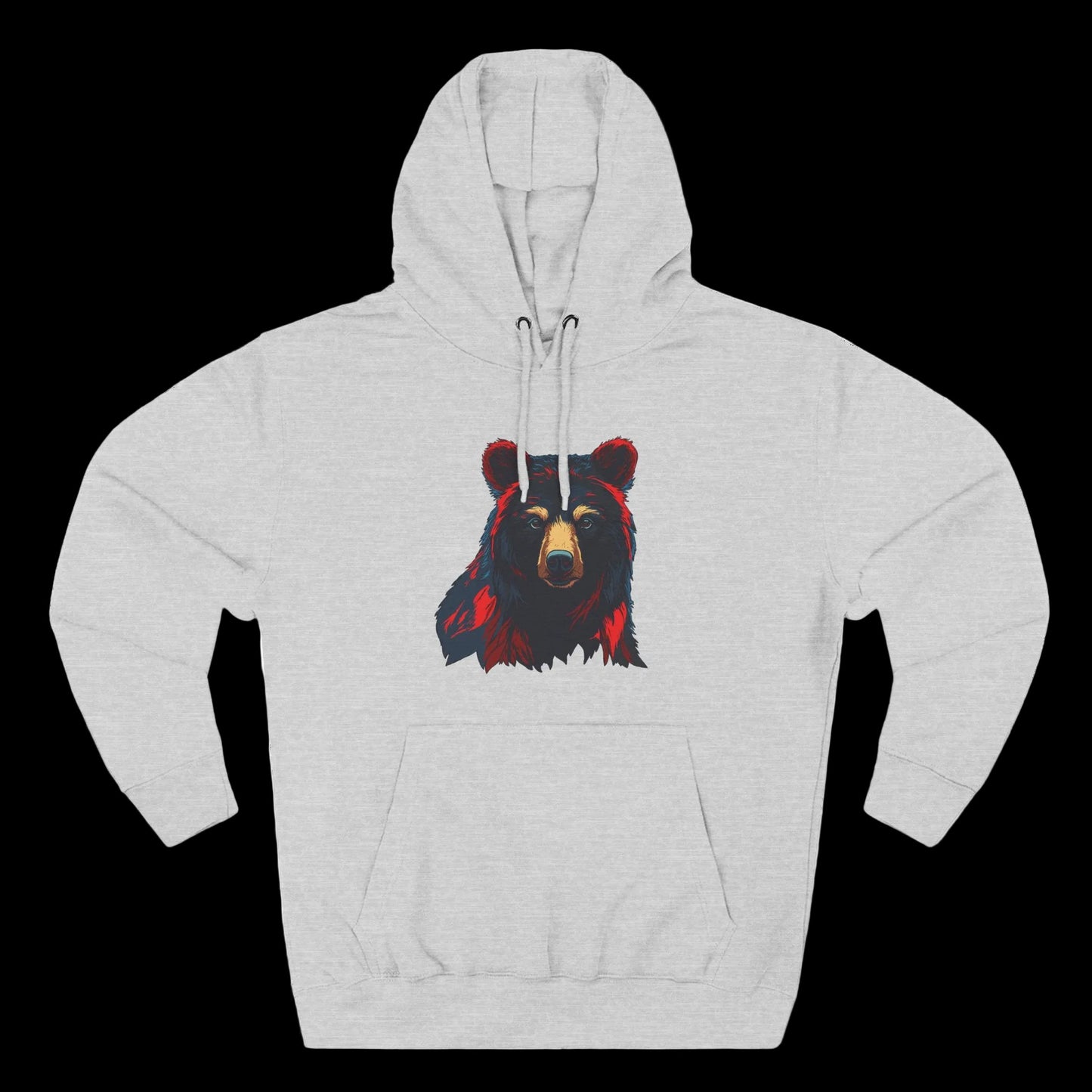 Hand-drawn black bear icon hoodie — original wildlife art by Kayanna Healy at Neo Native
