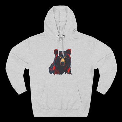Hand-drawn black bear icon hoodie — original wildlife art by Kayanna Healy at Neo Native