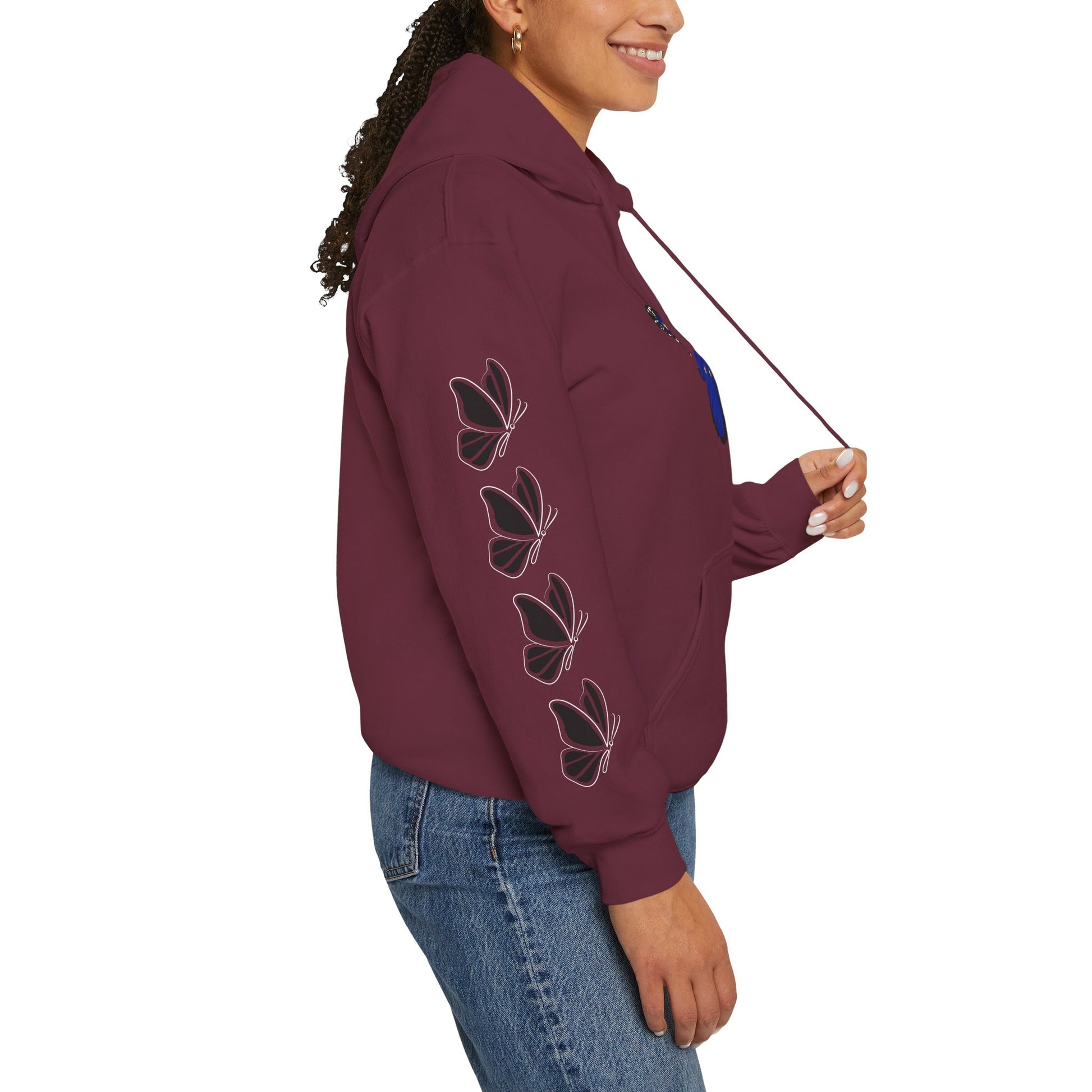 Hand-drawn 'Grace' word art hoodie inspired by Alaska Native design traditions — shown in an alternate colorway