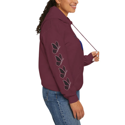 Hand-drawn 'Grace' word art hoodie inspired by Alaska Native design traditions — shown in an alternate colorway