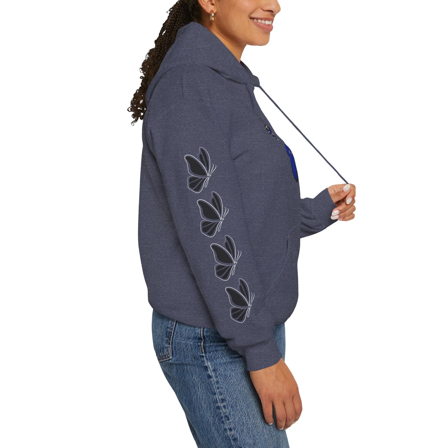 Hand-drawn 'Grace' word art hoodie inspired by Alaska Native design traditions — shown from a different angle