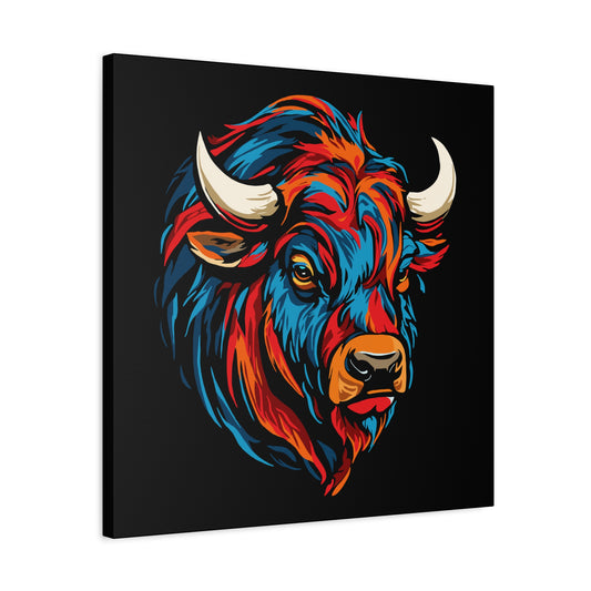 Hand-drawn bison icon canvas print — original wildlife art by Kayanna Healy at Neo Native