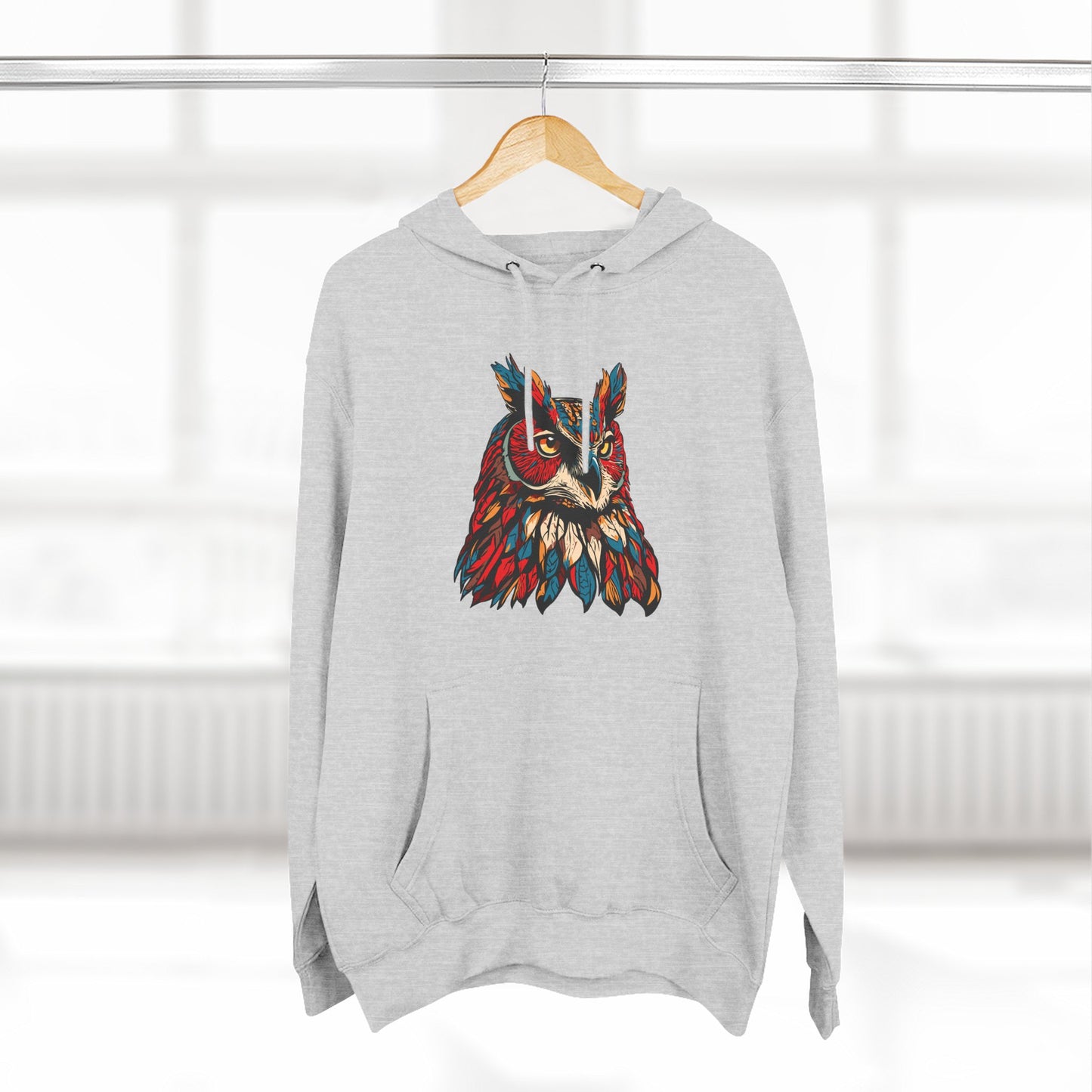 Great Horned Owl Icon - Fleece Hoodie