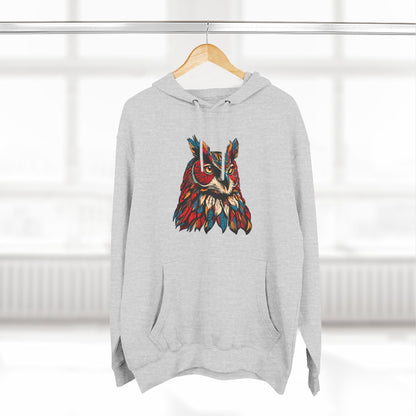 Great Horned Owl Icon - Fleece Hoodie