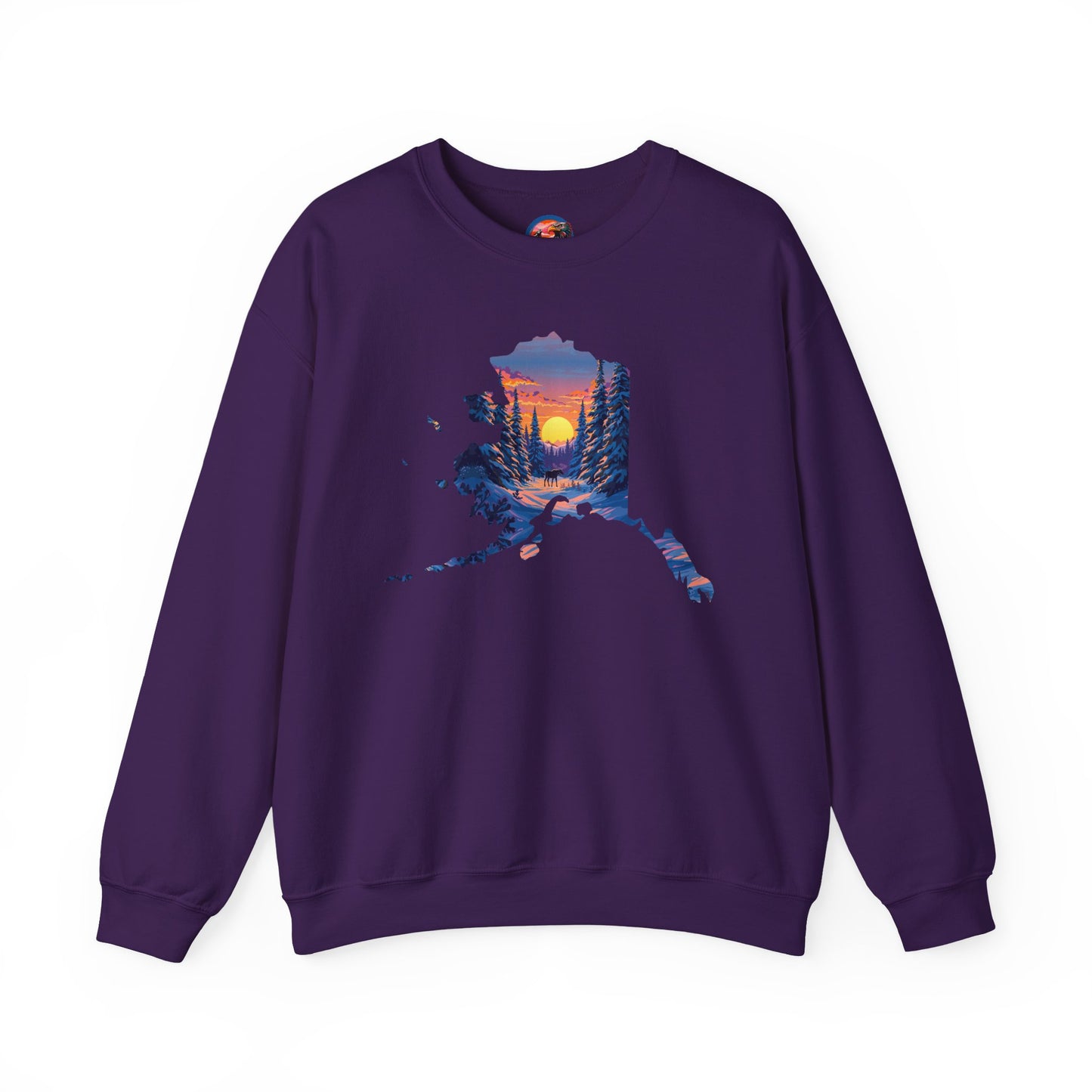 Hand-drawn spruce moose crewneck sweatshirt — original wildlife art by Kayanna Healy at Neo Native