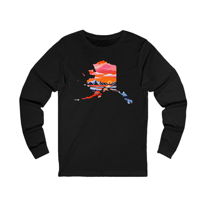 Hand-drawn arctic rising long-sleeve tee — original wildlife art by Kayanna Healy at Neo Native