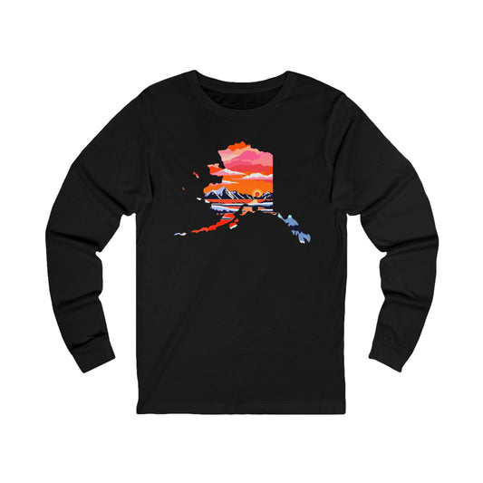 Hand-drawn arctic rising long-sleeve tee — original wildlife art by Kayanna Healy at Neo Native