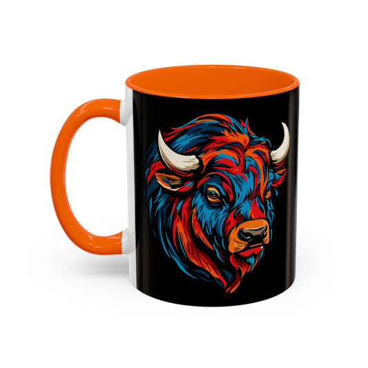 Hand-drawn bison icon mug — original wildlife art by Kayanna Healy at Neo Native