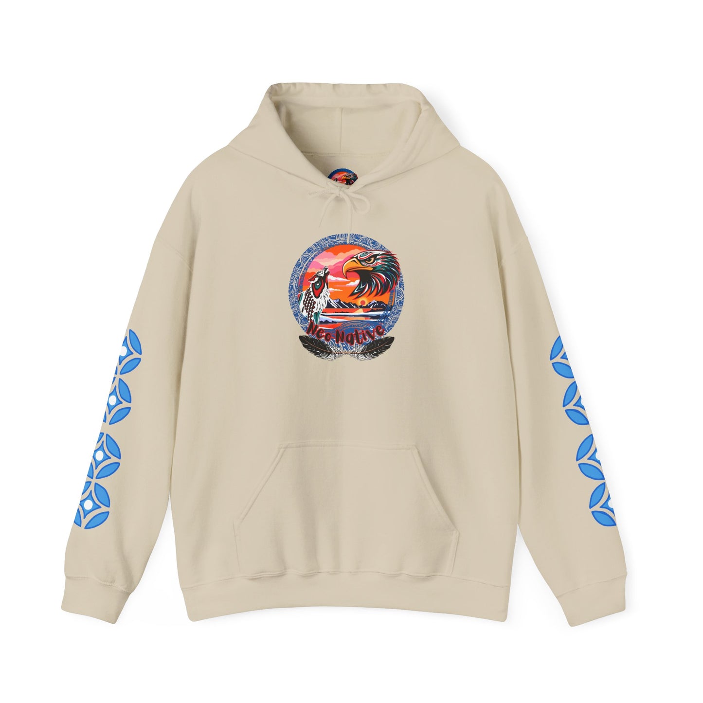 Neo Native brand logo hoodie — Alaska Native owned apparel brand — back view