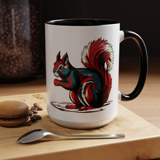 Hand-drawn squirrel icon mug — original wildlife art by Kayanna Healy at Neo Native
