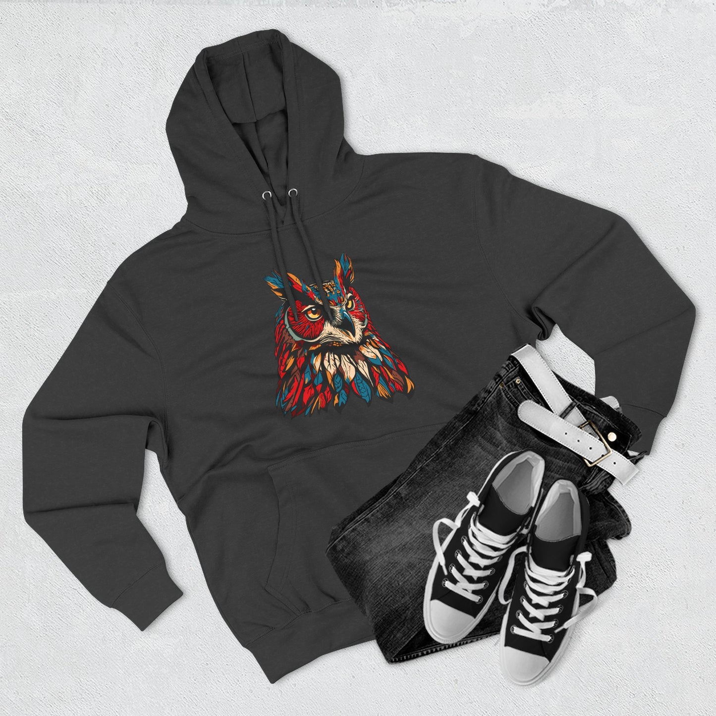 Great Horned Owl Icon - Fleece Hoodie