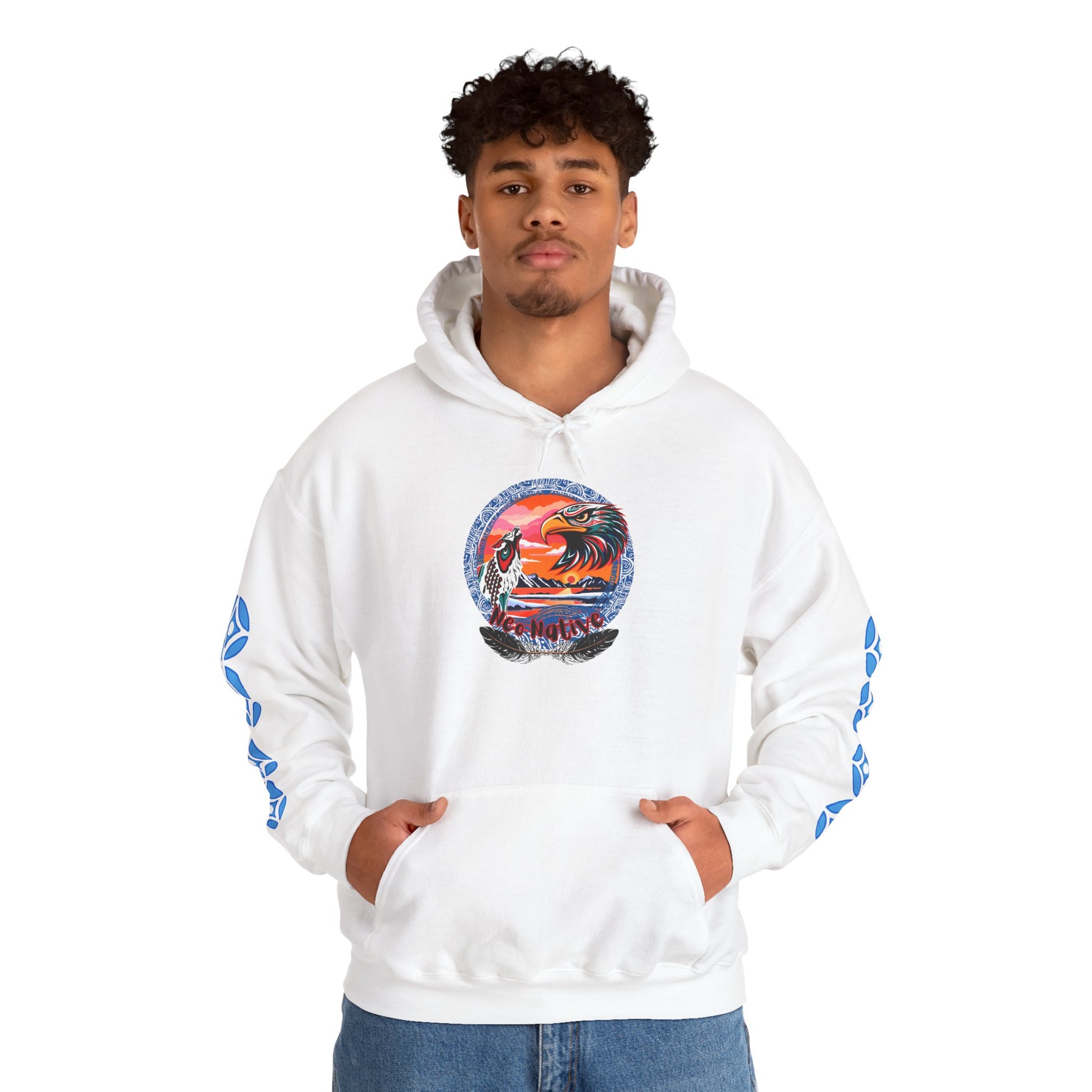 Neo Native brand logo hoodie — Alaska Native owned apparel brand — front view