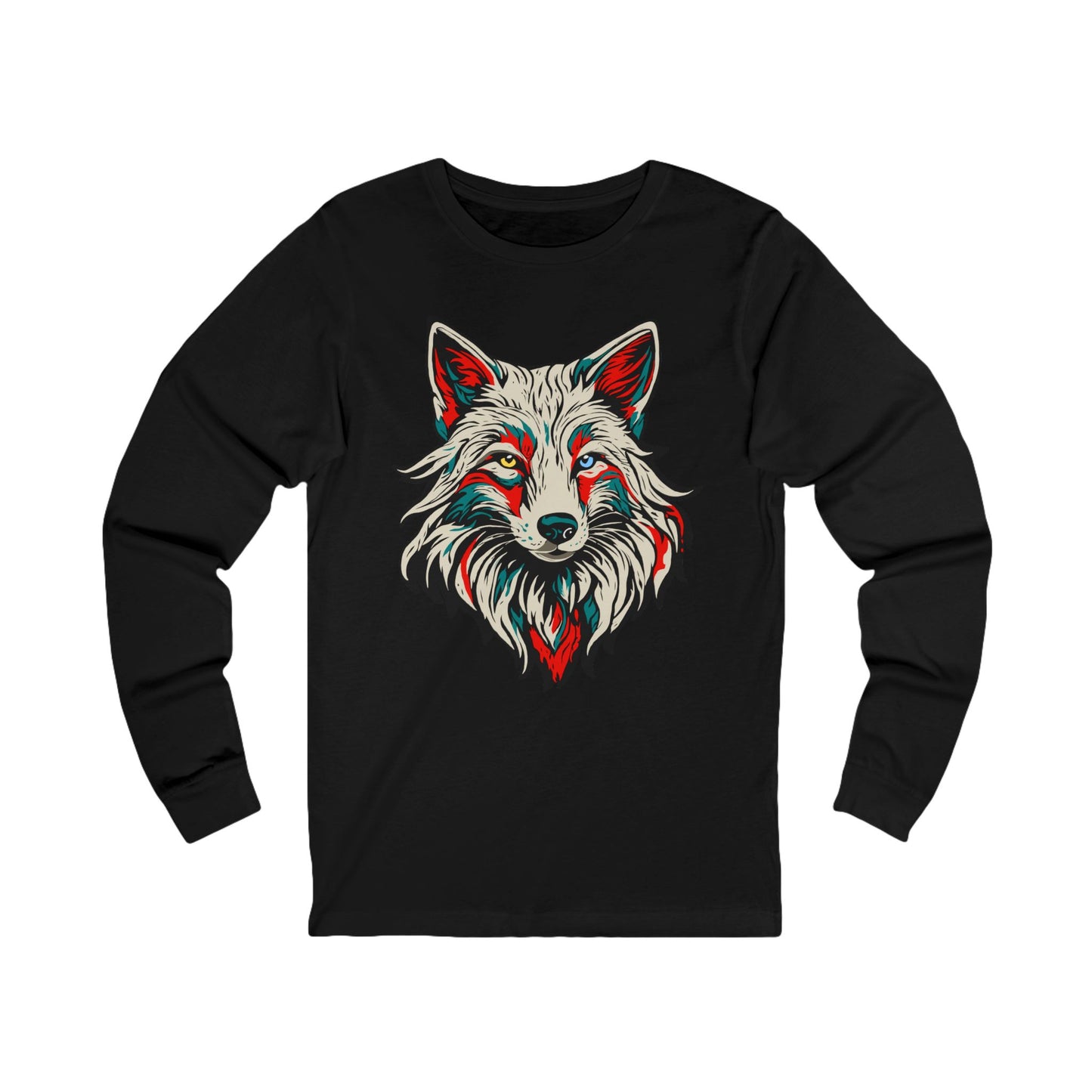 Hand-drawn arctic fox icon long-sleeve tee — original wildlife art by Kayanna Healy at Neo Native
