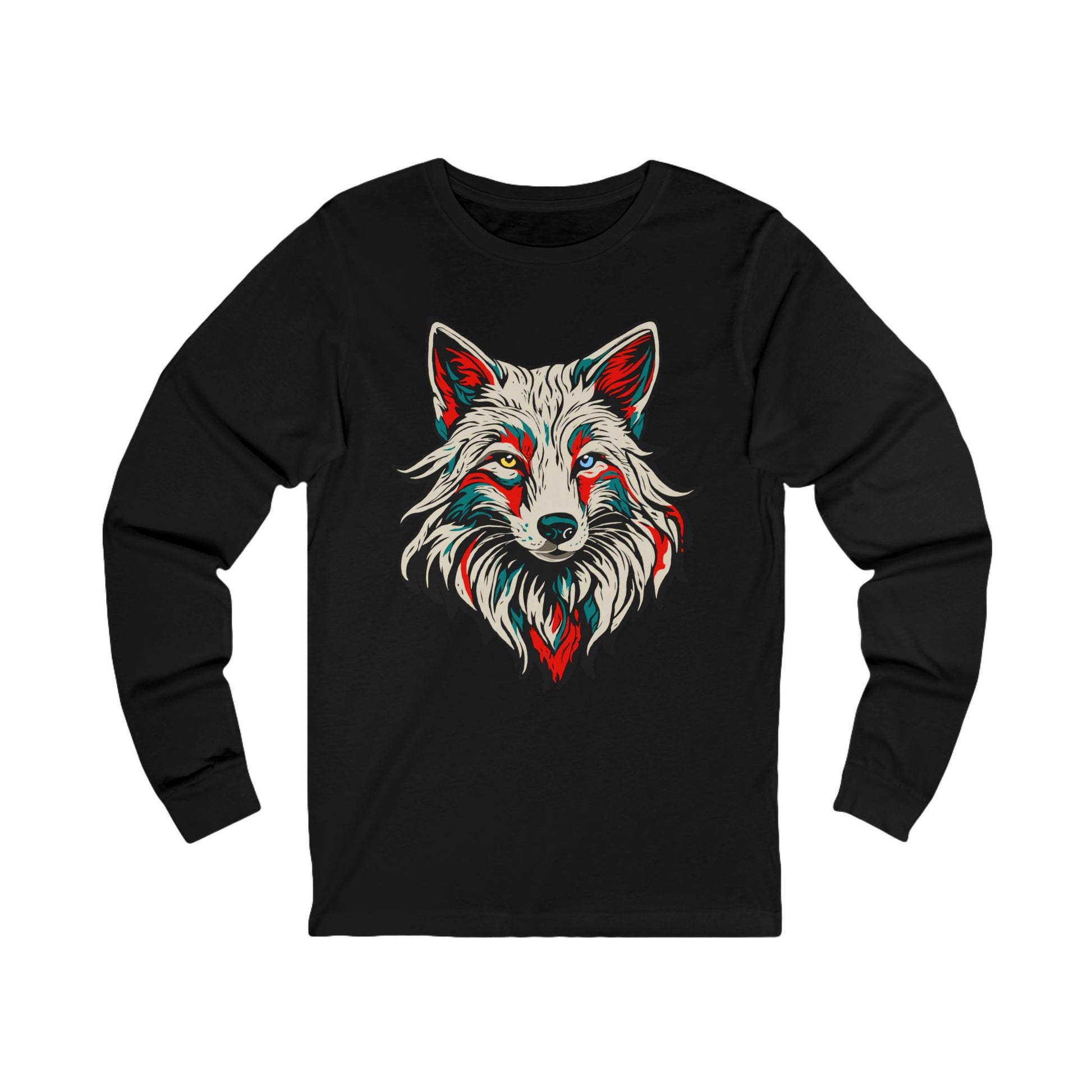 Hand-drawn arctic fox icon long-sleeve tee — original wildlife art by Kayanna Healy at Neo Native