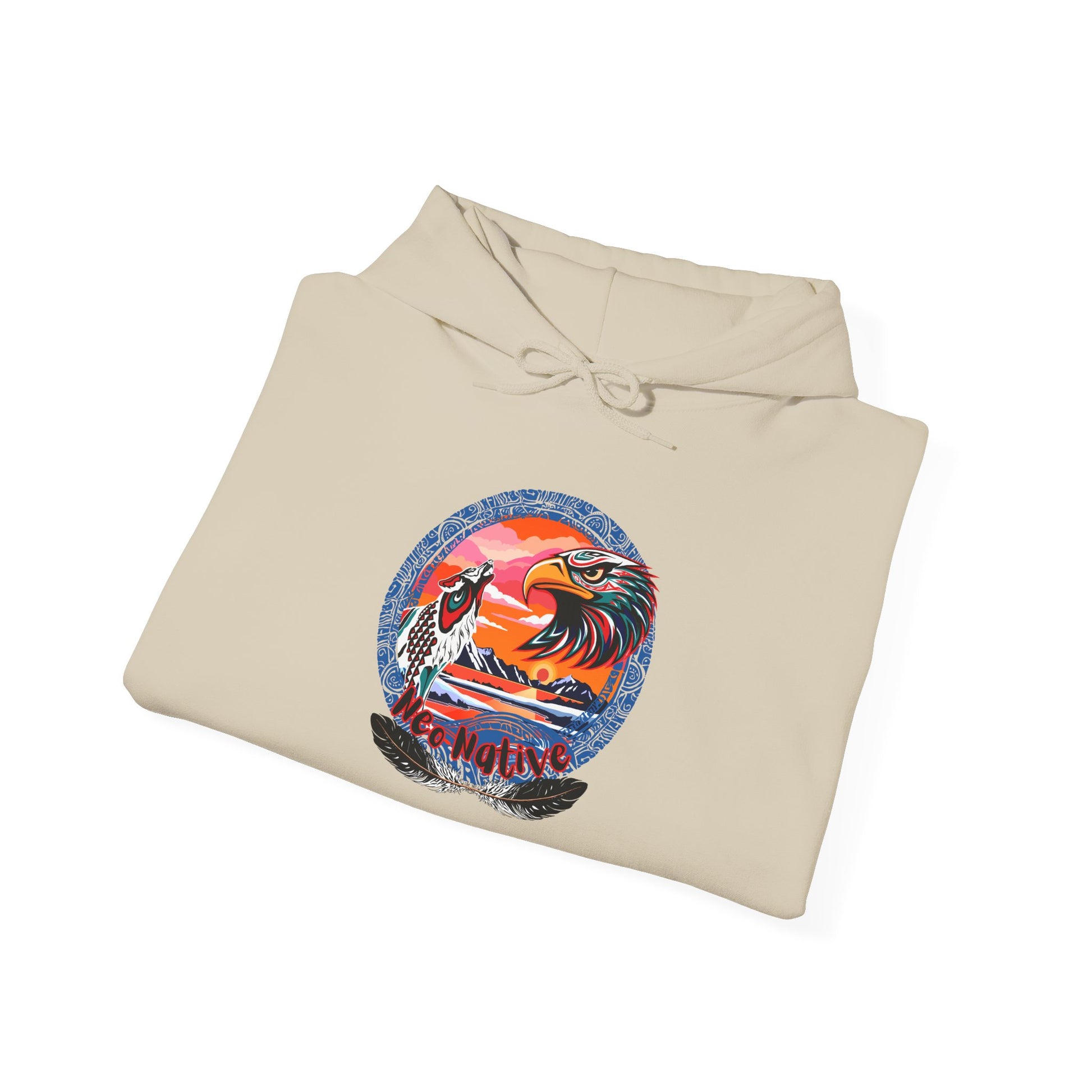 Neo Native brand logo hoodie — Alaska Native owned apparel brand — shown from a different angle