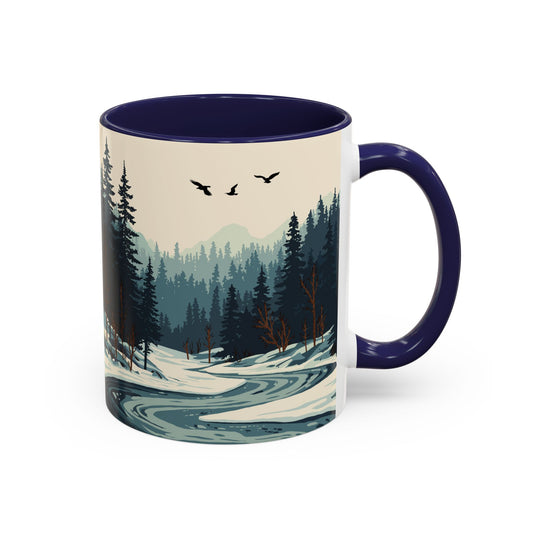 Hand-drawn ice-olate river mug — original wildlife art by Kayanna Healy at Neo Native