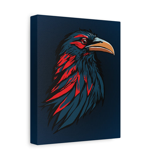 Hand-drawn raven icon canvas print — original wildlife art by Kayanna Healy at Neo Native