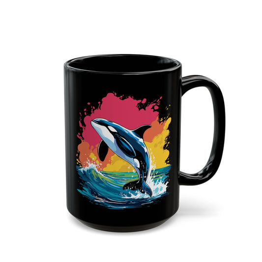 Hand-drawn orca mug — original wildlife art by Kayanna Healy at Neo Native