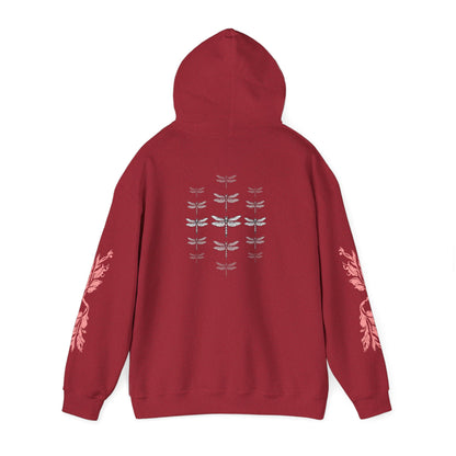 Hand-drawn 'Dauntless' word art hoodie inspired by Alaska Native design traditions — back view