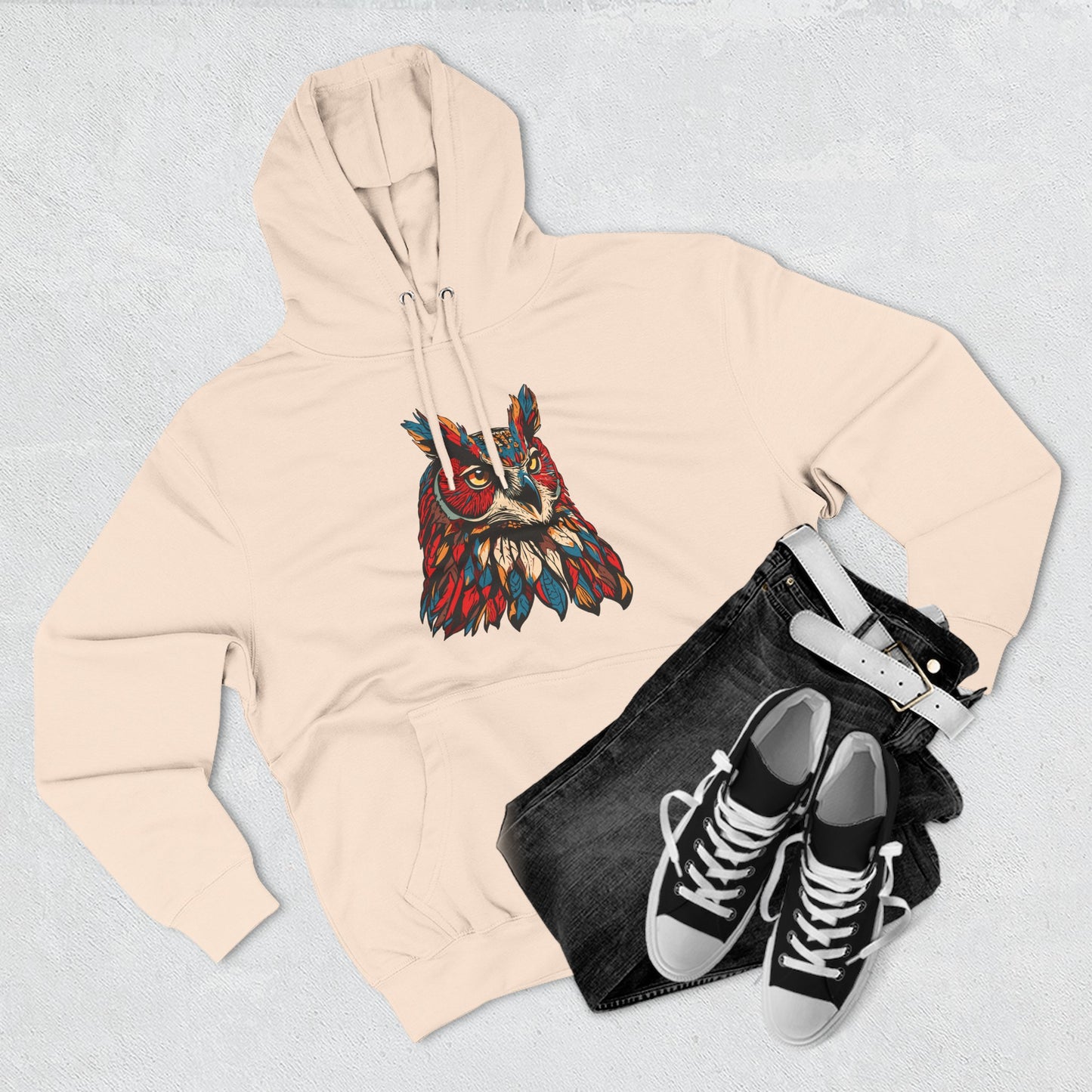 Great Horned Owl Icon - Fleece Hoodie