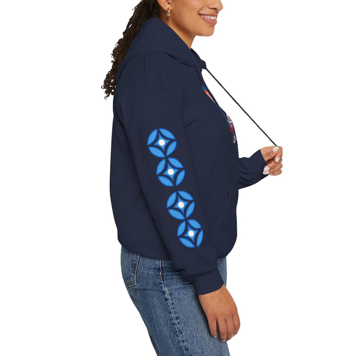 Neo Native brand logo hoodie — Alaska Native owned apparel brand — back view