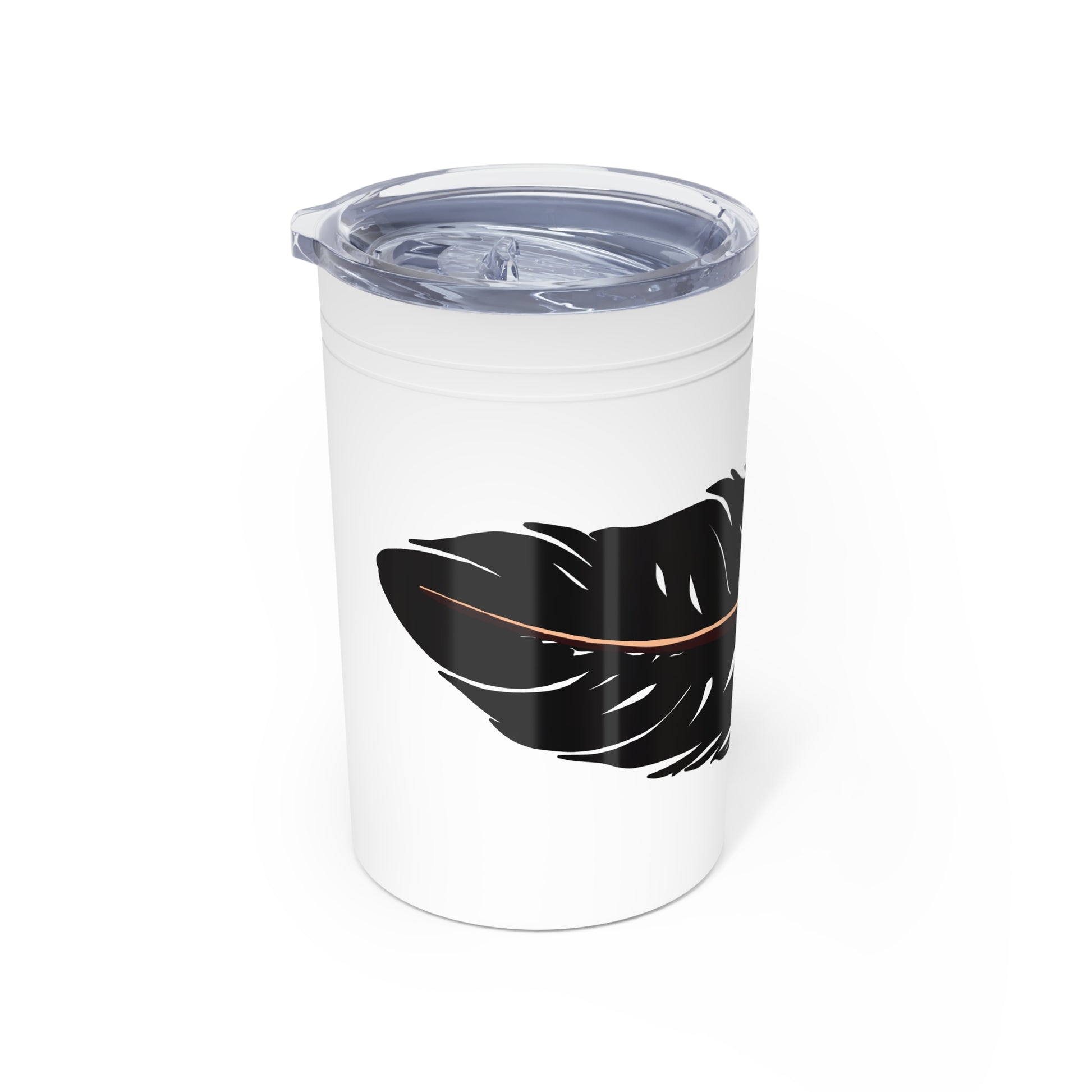 Hand-drawn Alaska Native inspired eagle feather tumbler — original Indigenous wildlife design — shown in an alternate colorway