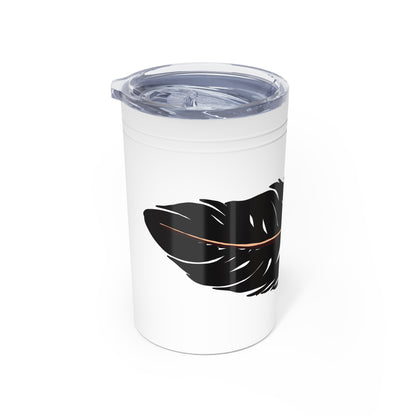 Hand-drawn Alaska Native inspired eagle feather tumbler — original Indigenous wildlife design — shown in an alternate colorway
