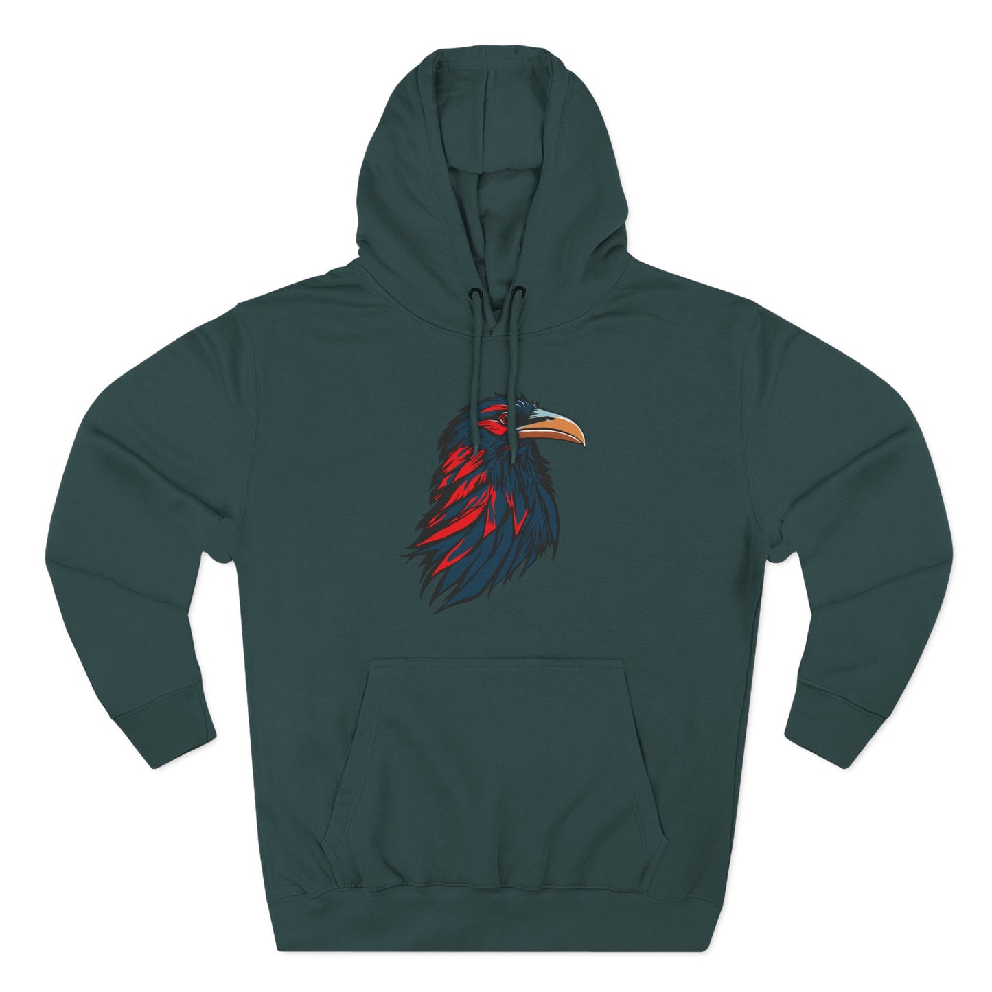 Hand-drawn Alaska Native inspired raven hoodie — original Indigenous wildlife design — back view