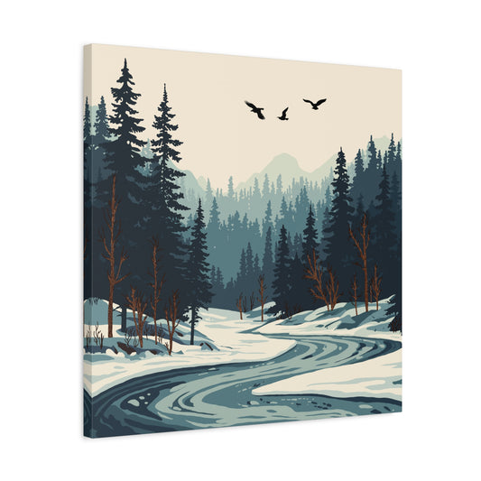 Hand-drawn ice-olate river canvas print — original wildlife art by Kayanna Healy at Neo Native