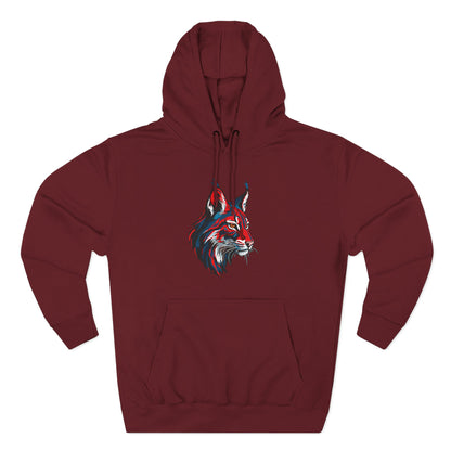 Hand-drawn Alaska Native inspired lynx hoodie — original Indigenous wildlife design — back view