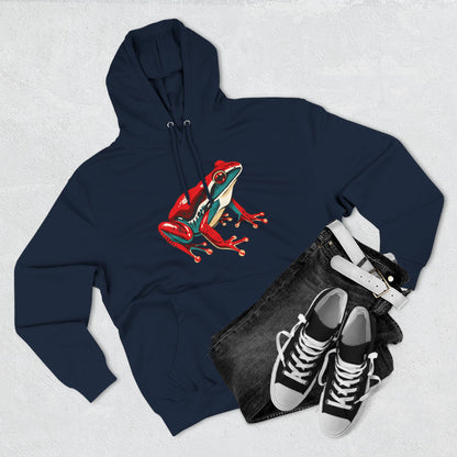 Hand-drawn Alaska Native inspired wood frog hoodie — original Indigenous wildlife design — back view