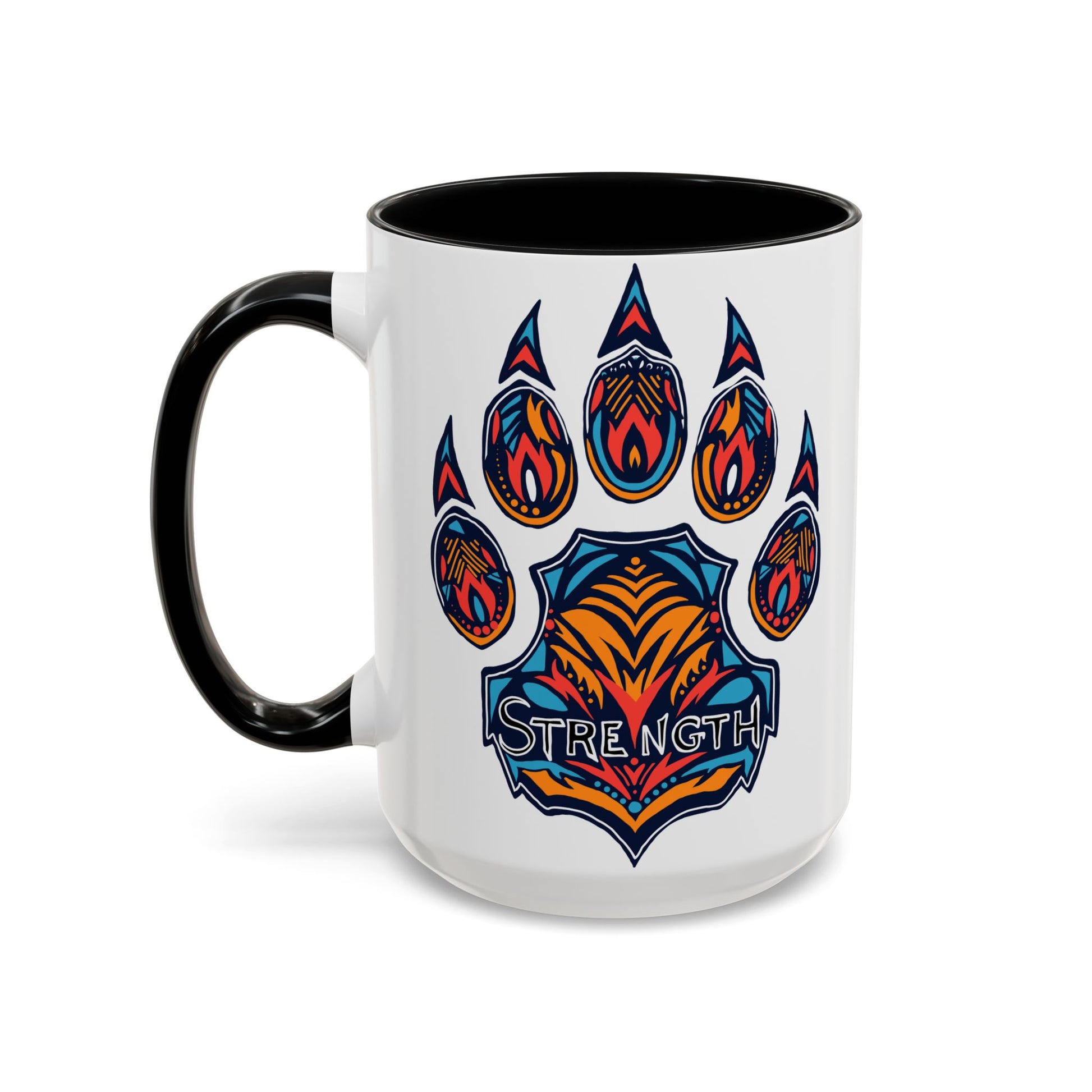 Hand-drawn strength paw mug — original wildlife art by Kayanna Healy at Neo Native
