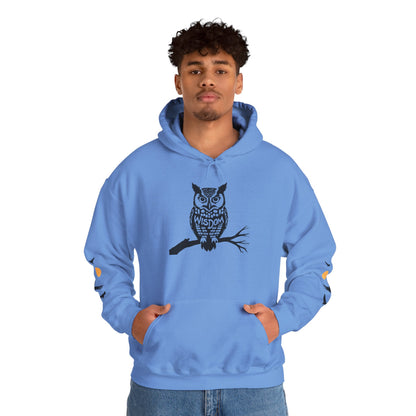 Hand-drawn 'Wisdom' word art hoodie inspired by Alaska Native design traditions — flat lay view
