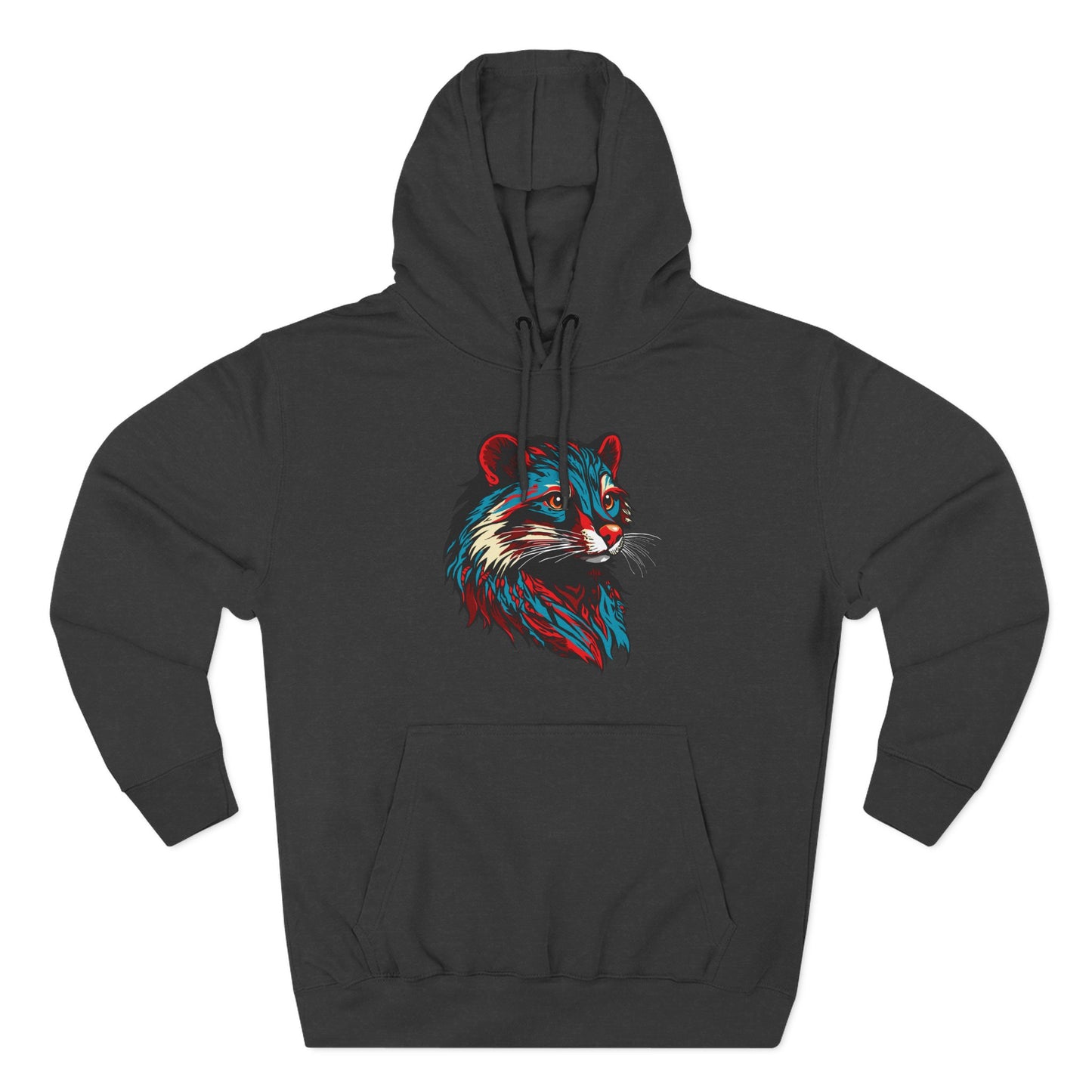 Hand-drawn Alaska Native inspired mink hoodie — original Indigenous wildlife design — shown from a different angle