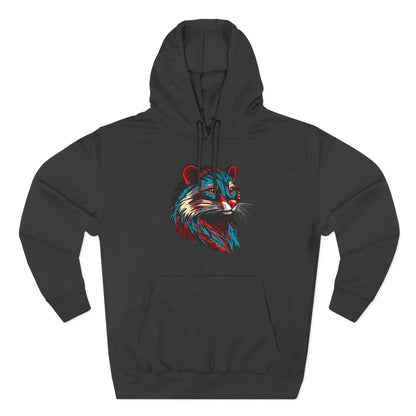 Hand-drawn Alaska Native inspired mink hoodie — original Indigenous wildlife design — shown from a different angle