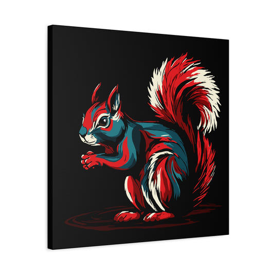 Hand-drawn squirrel icon canvas print — original wildlife art by Kayanna Healy at Neo Native
