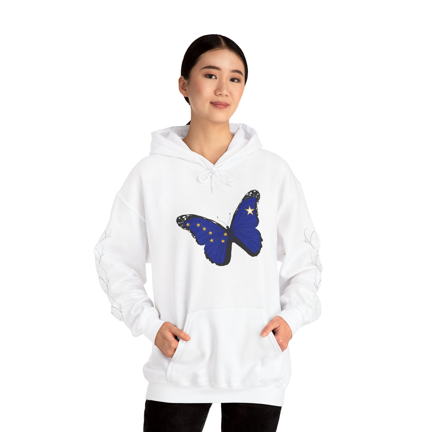 Hand-drawn 'Grace' word art hoodie inspired by Alaska Native design traditions — front view